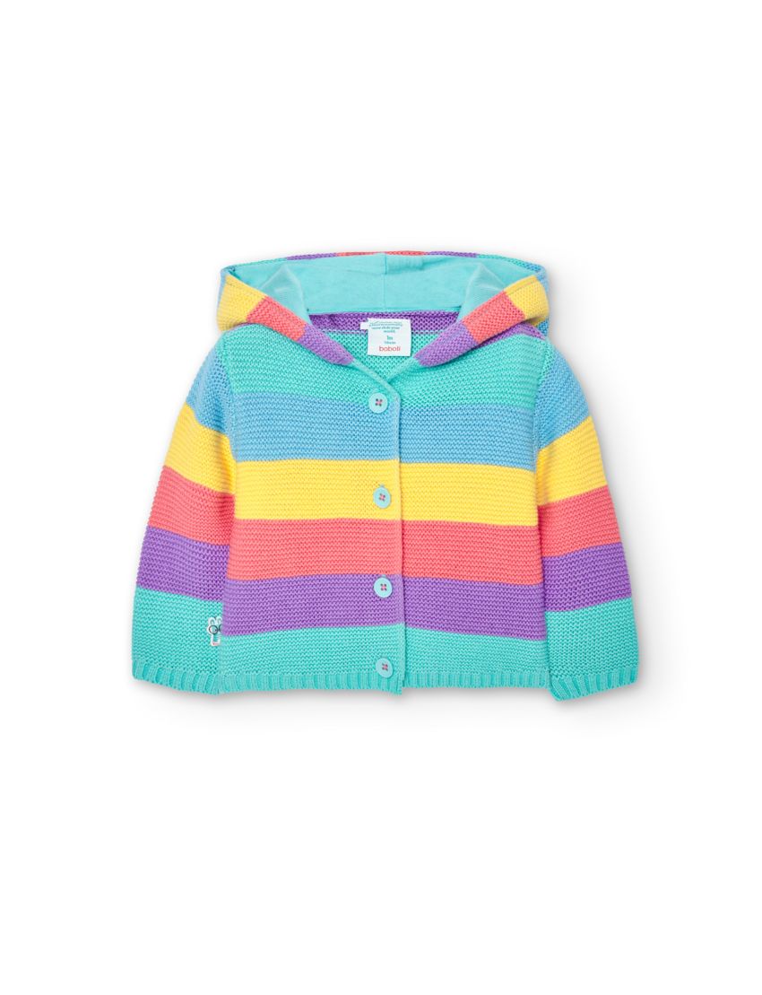 Casaco tricot às riscas d