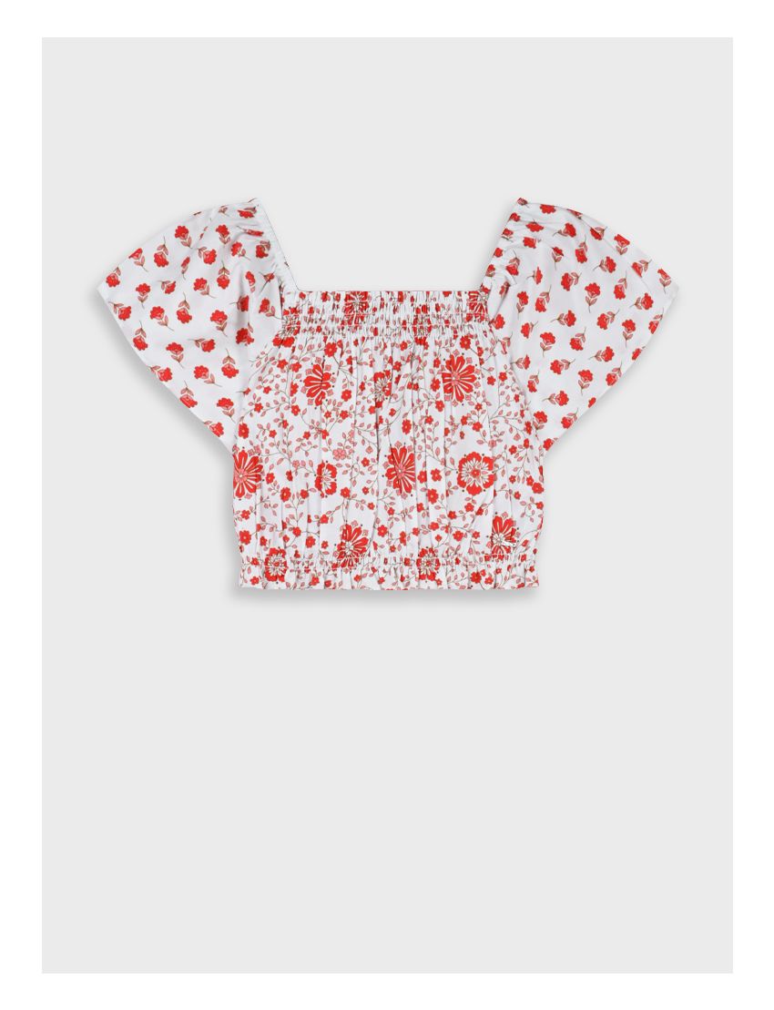 Top Floral Branco/ Vermel