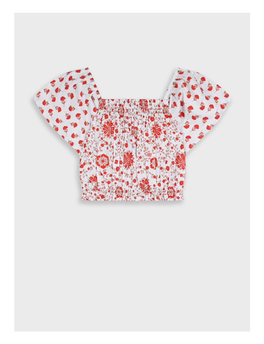Top Floral Branco/ Vermel