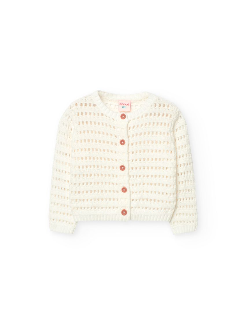 Casaco Tricot Menina Bran