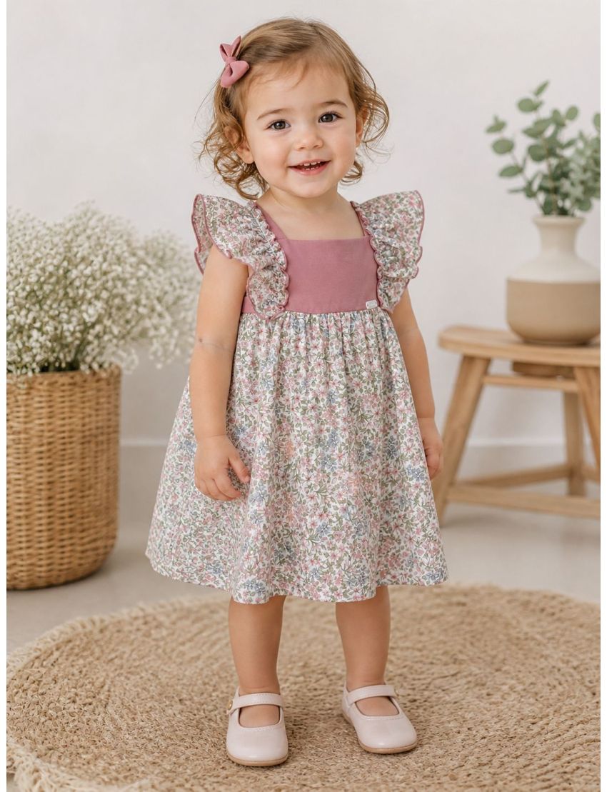 Vestido Floral Rosa Velho